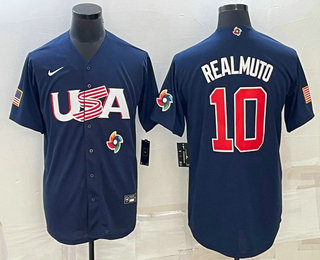 Mens USA Baseball #10 JT Realmuto 2023 Navy World Baseball Classic Stitched Jerseys->2023 world baseball classic->MLB Jersey